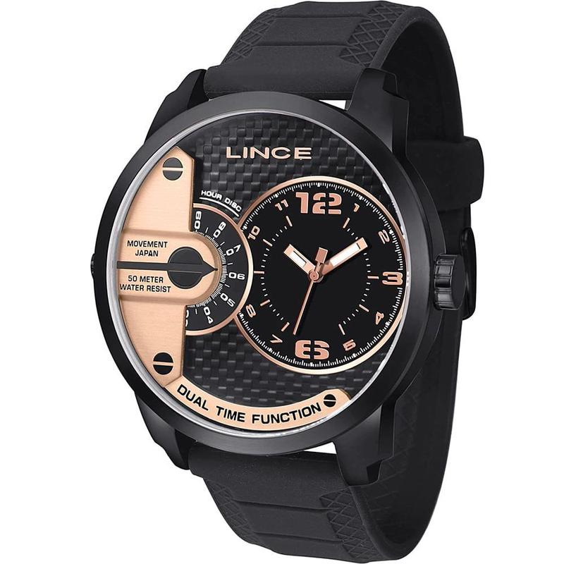 LinsoulCVJ×R2E3Medusa-Dark Night Edition Relógio LINCE masculino dual-time preto rosê MRPH050L P2PX